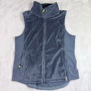 LL Bean Womens Sherpa Fleece FullZip Vest Gray Blue Size L Petites